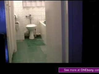 Black african strumpet strumpet fucked standing in bathroom